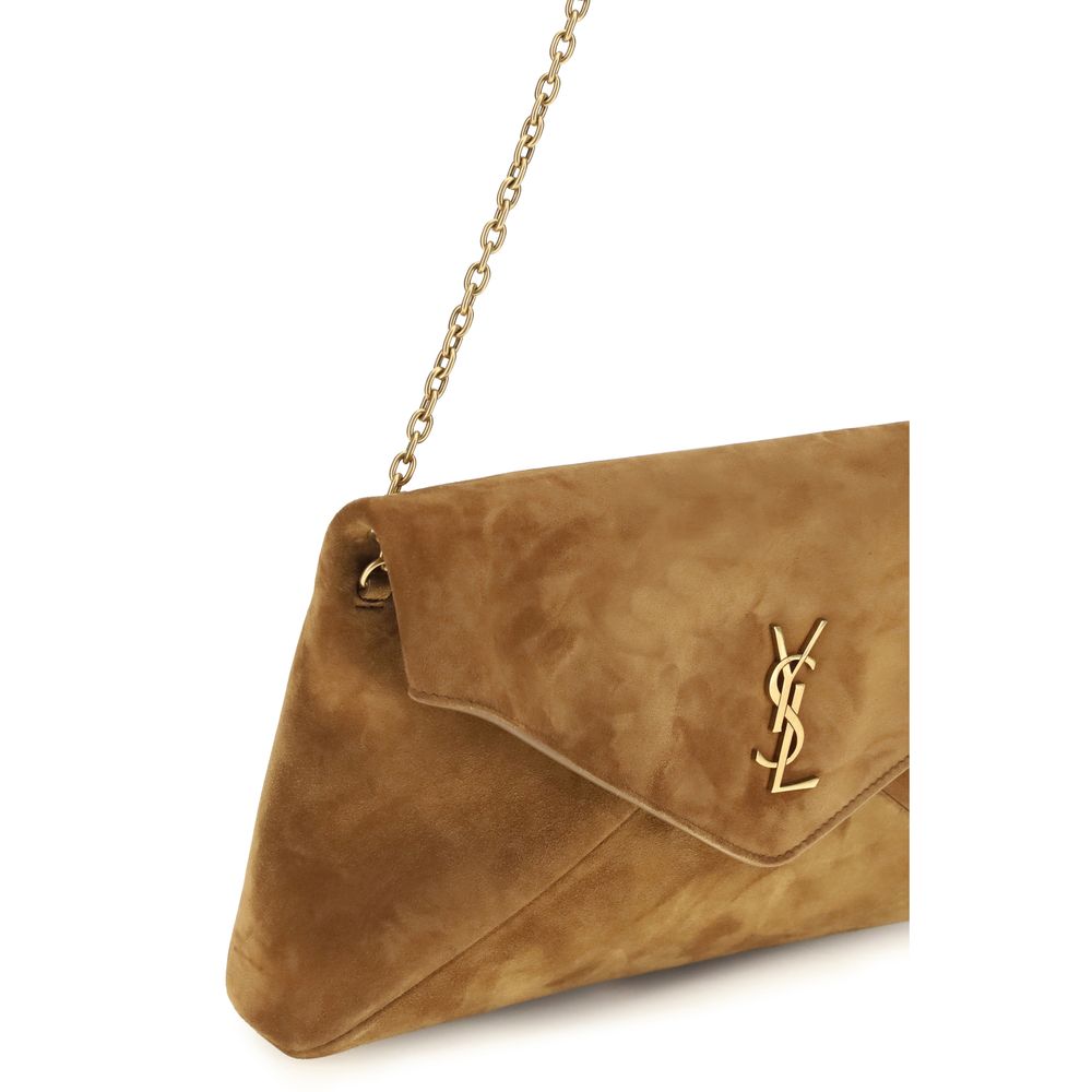 Saint Laurent Schultertasche aus Wildleder in Beige