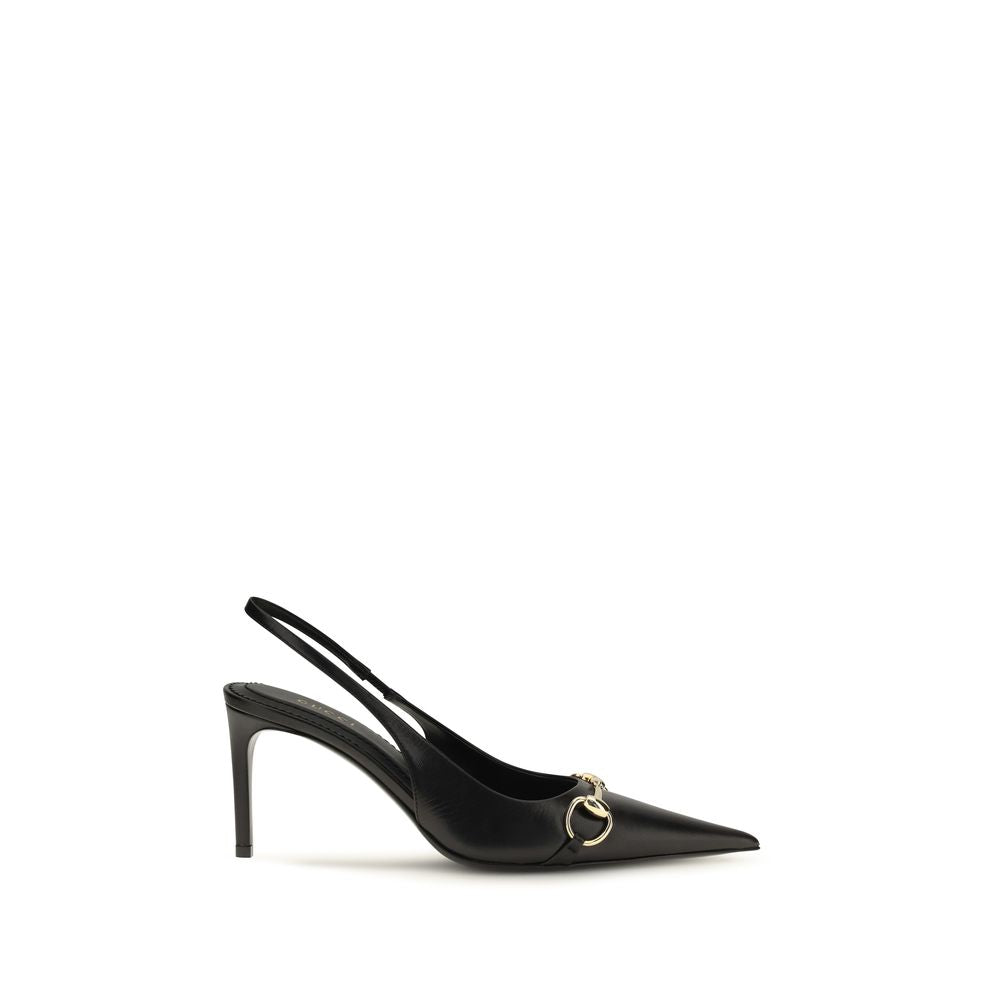 Gucci Schwarze Slingback-Pumps aus Kalbsleder