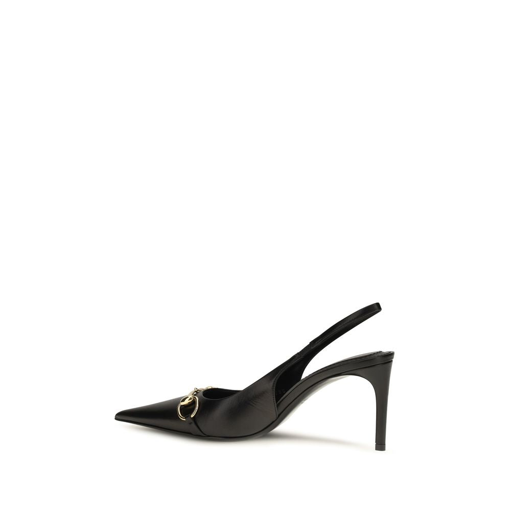 Gucci Schwarze Slingback-Pumps aus Kalbsleder