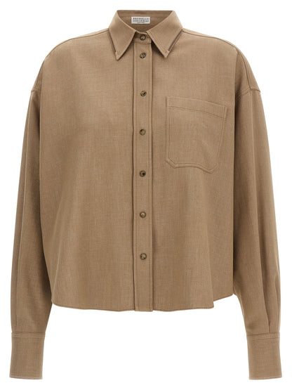 Brunello Cucinelli Bluse aus Baumwolle in Beige