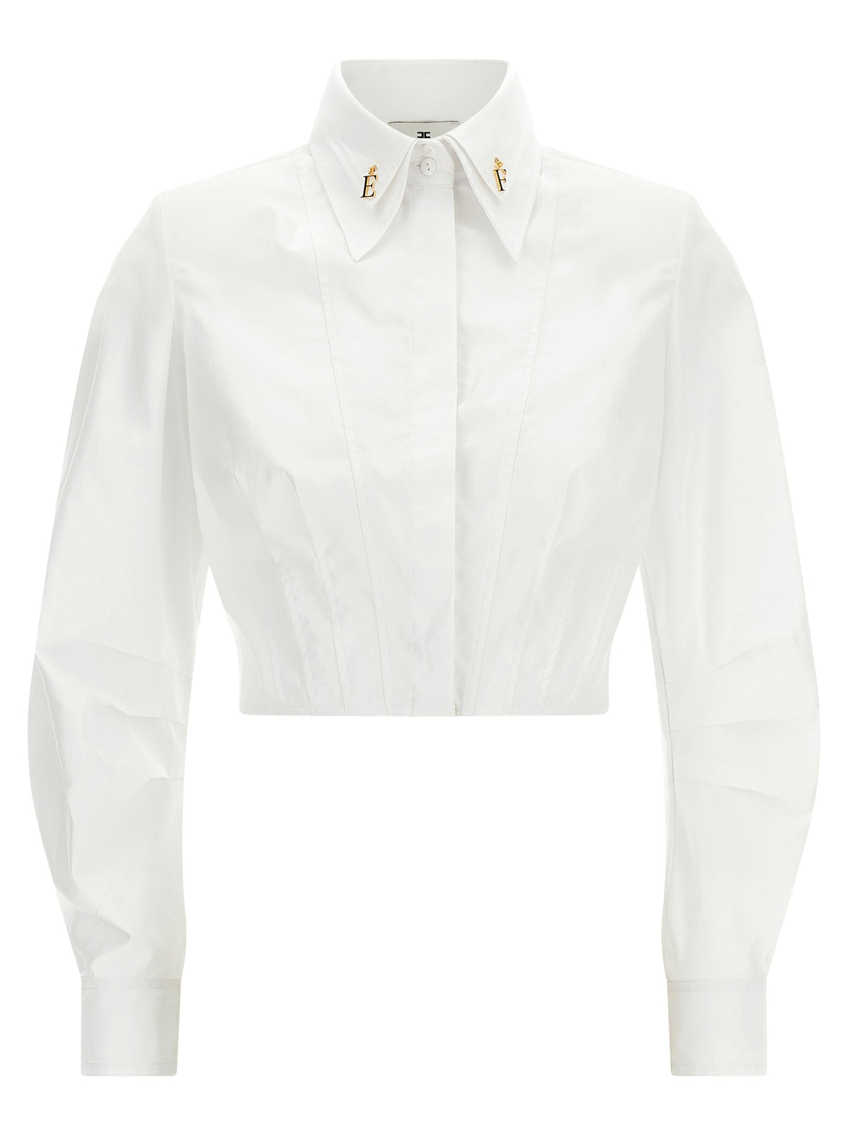 Elisabetta Franchi Weißes Baumwoll-Crop-Top