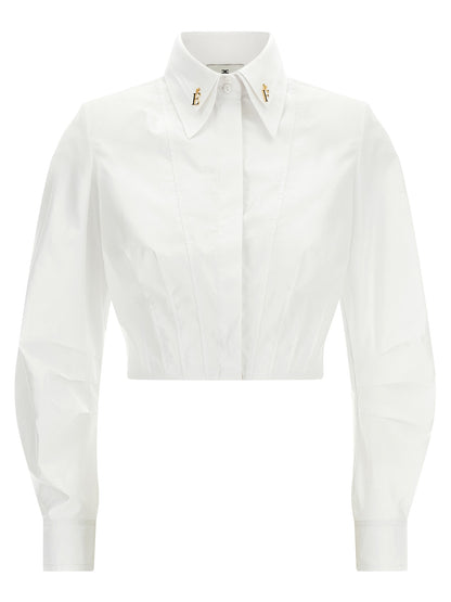 Elisabetta Franchi Weißes Baumwoll-Crop-Top