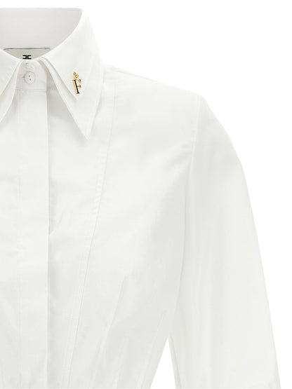 Elisabetta Franchi Weißes Baumwoll-Crop-Top