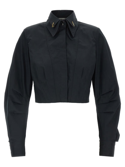 Elisabetta Franchi Bluse aus Baumwolle in Schwarz