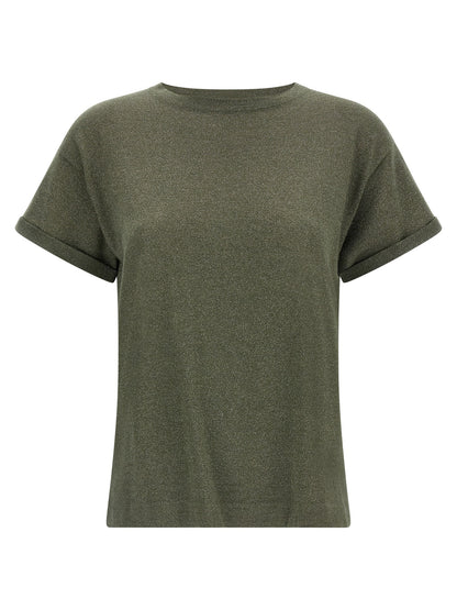 Brunello Cucinelli T-Shirt aus Stoff in Grün