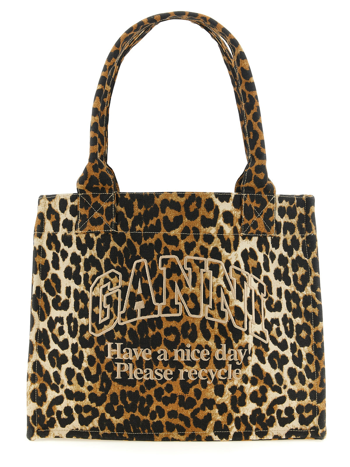 Ganni Tote Bag aus Baumwolle in Schwarz