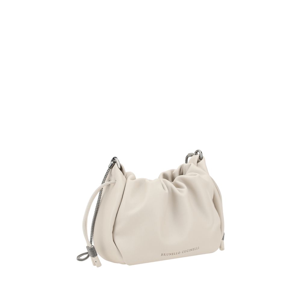 Brunello Cucinelli Schultertasche aus Leder in Beige