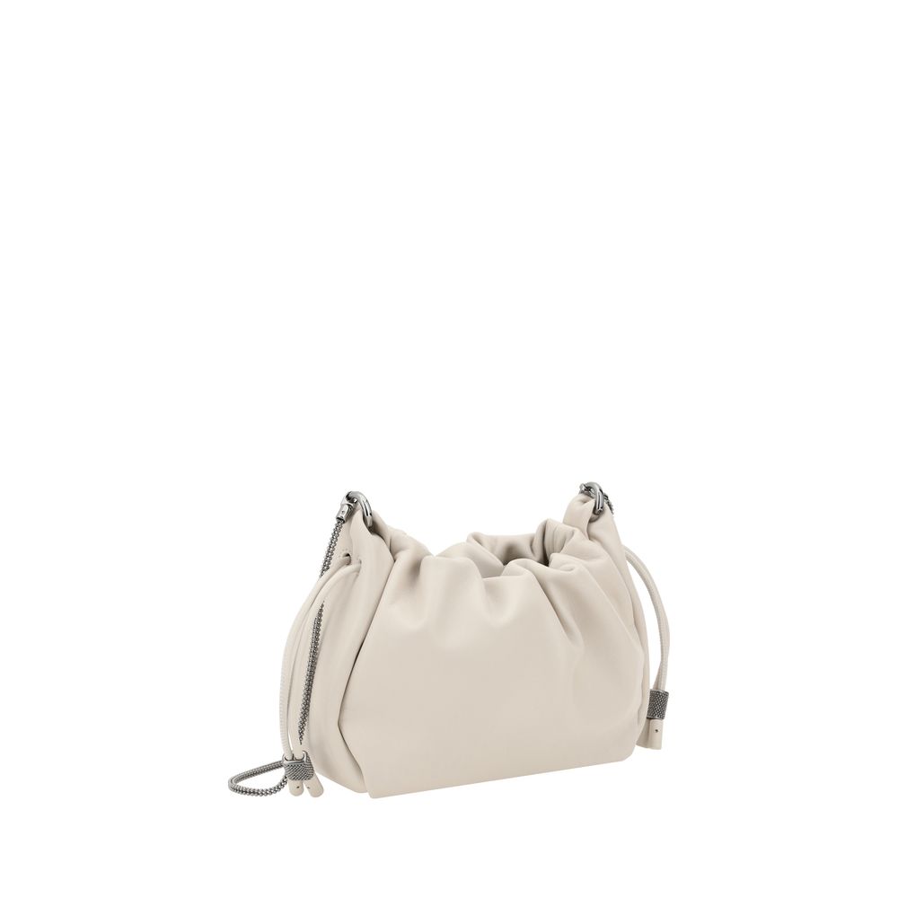 Brunello Cucinelli Schultertasche aus Leder in Beige