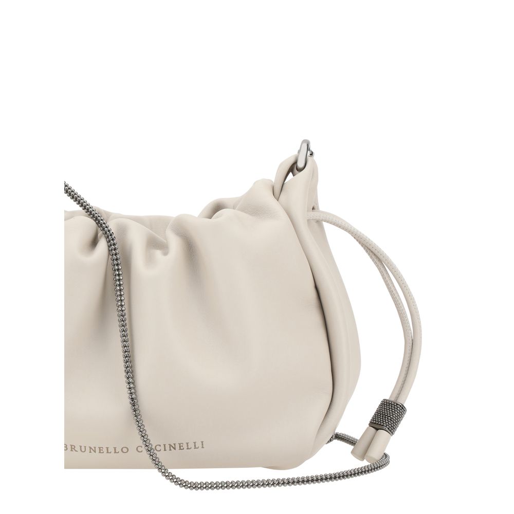 Brunello Cucinelli Schultertasche aus Leder in Beige