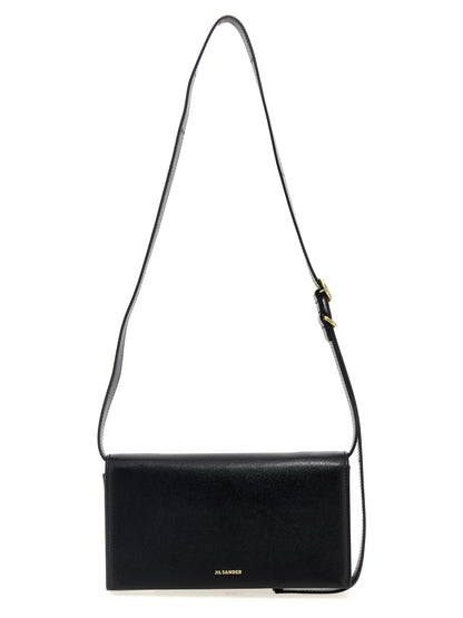 Jil Sander Umhängetasche aus Leder in Schwarz