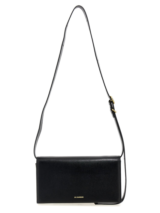 Jil Sander Umhängetasche aus Leder in Schwarz