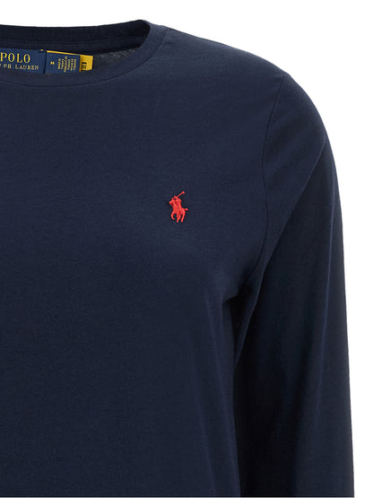 Polo Ralph Lauren Blaues Langarm-T-Shirt aus Baumwolle