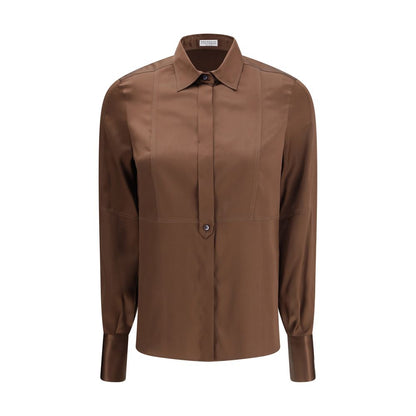 Brunello Cucinelli Kleid aus Stoff in Braun