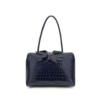 The Attico Schultertasche aus Wildleder in Blau