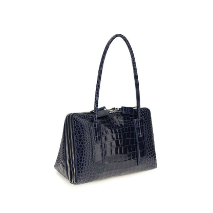 The Attico Schultertasche aus Wildleder in Blau