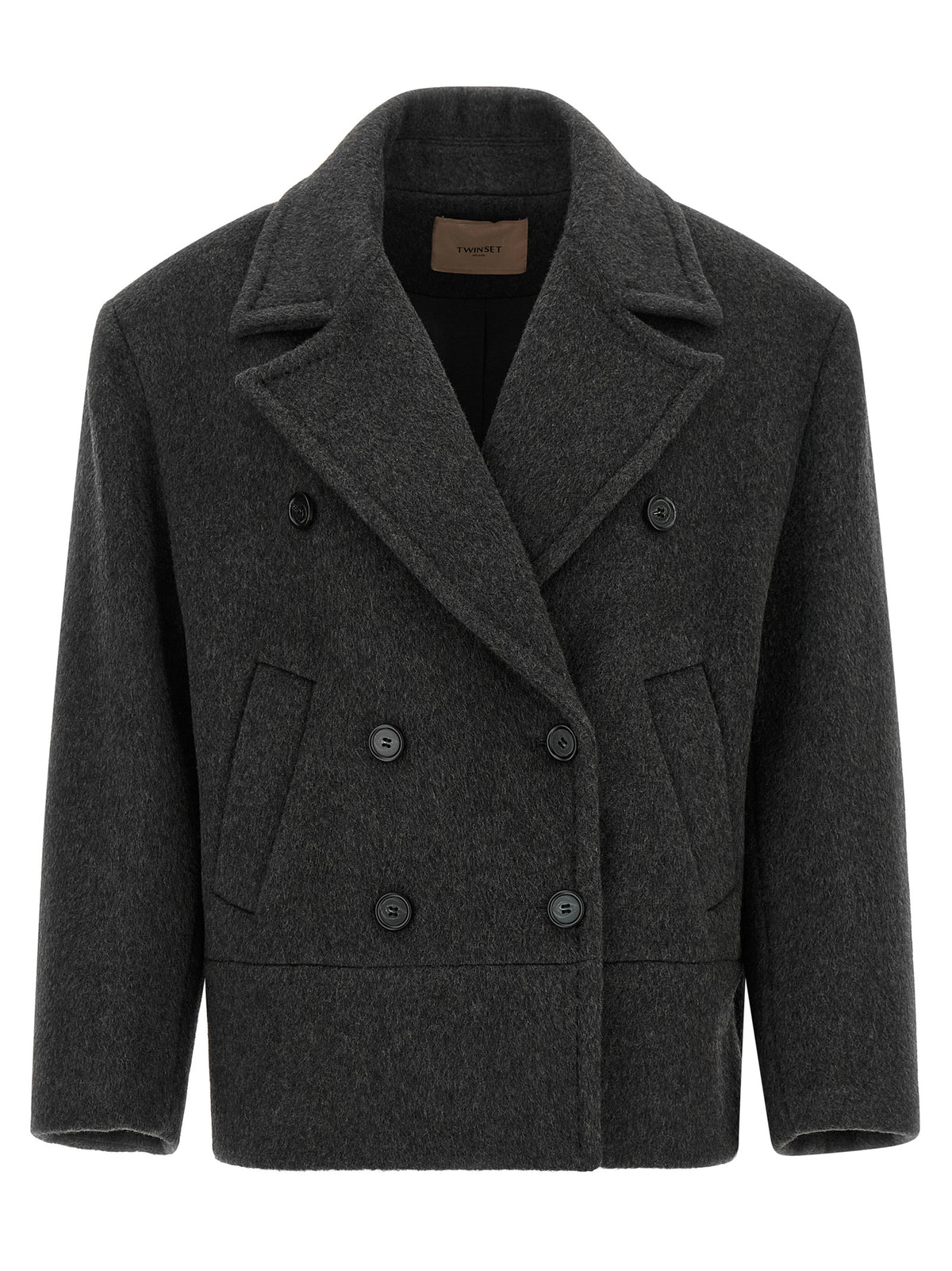 Twinset Mantel aus Wolle in Grau