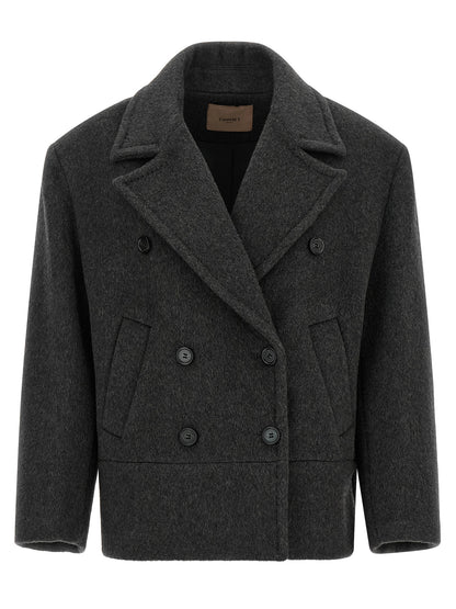 Twinset Mantel aus Wolle in Grau