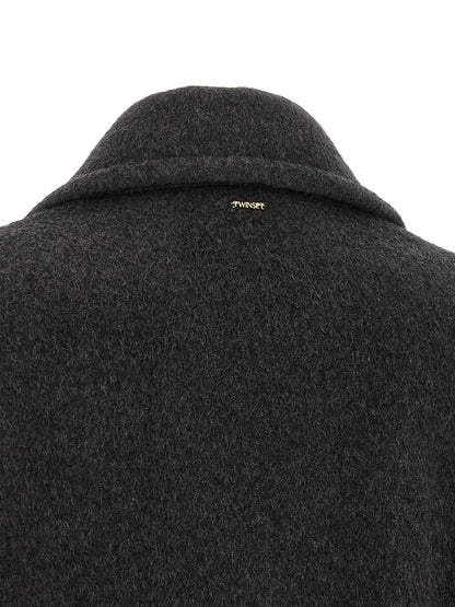 Twinset Mantel aus Wolle in Grau