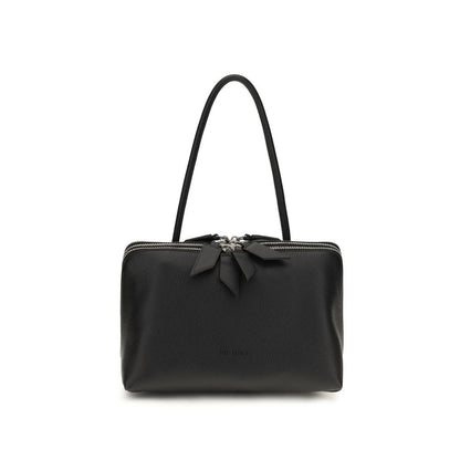 The Attico Schultertasche aus Lackleder in Schwarz