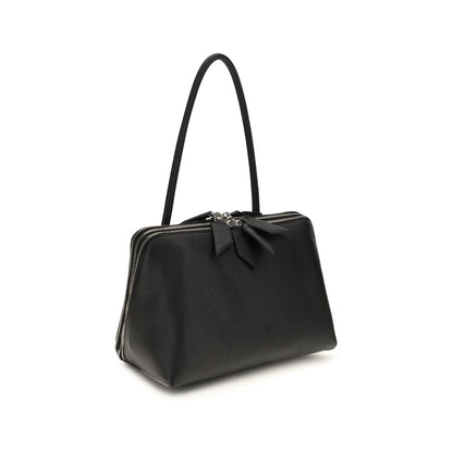 The Attico Schultertasche aus Lackleder in Schwarz
