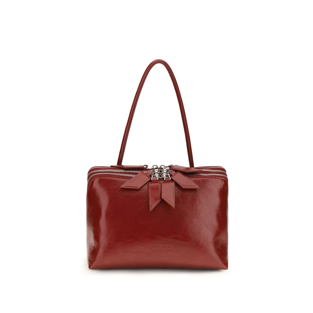 The Attico Schultertasche aus Lackleder in Rot