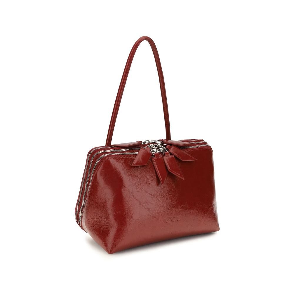 The Attico Schultertasche aus Lackleder in Rot