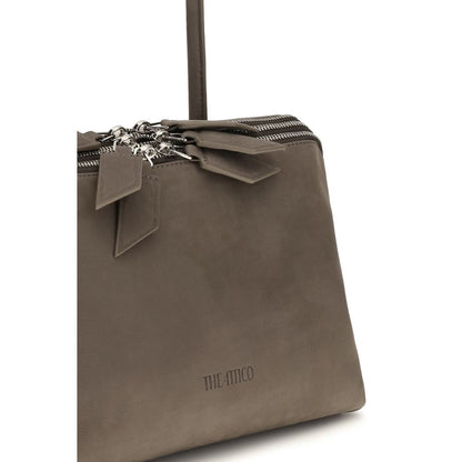 The Attico Schultertasche aus Lackleder in Grau