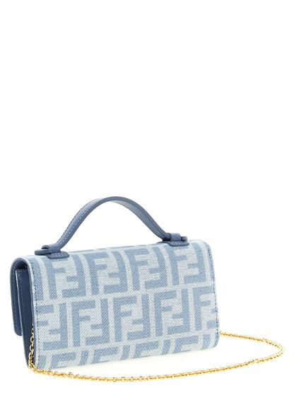 Fendi Kartenhalter aus Leder in Hellblau