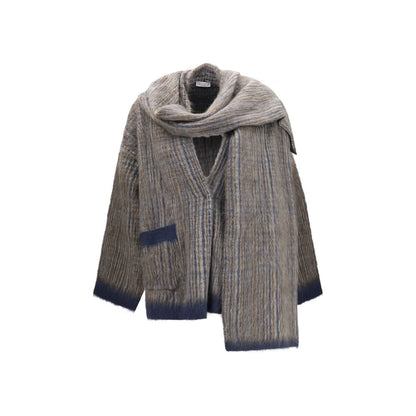 Brunello Cucinelli Grauer Mohair-Blazer mit Schal