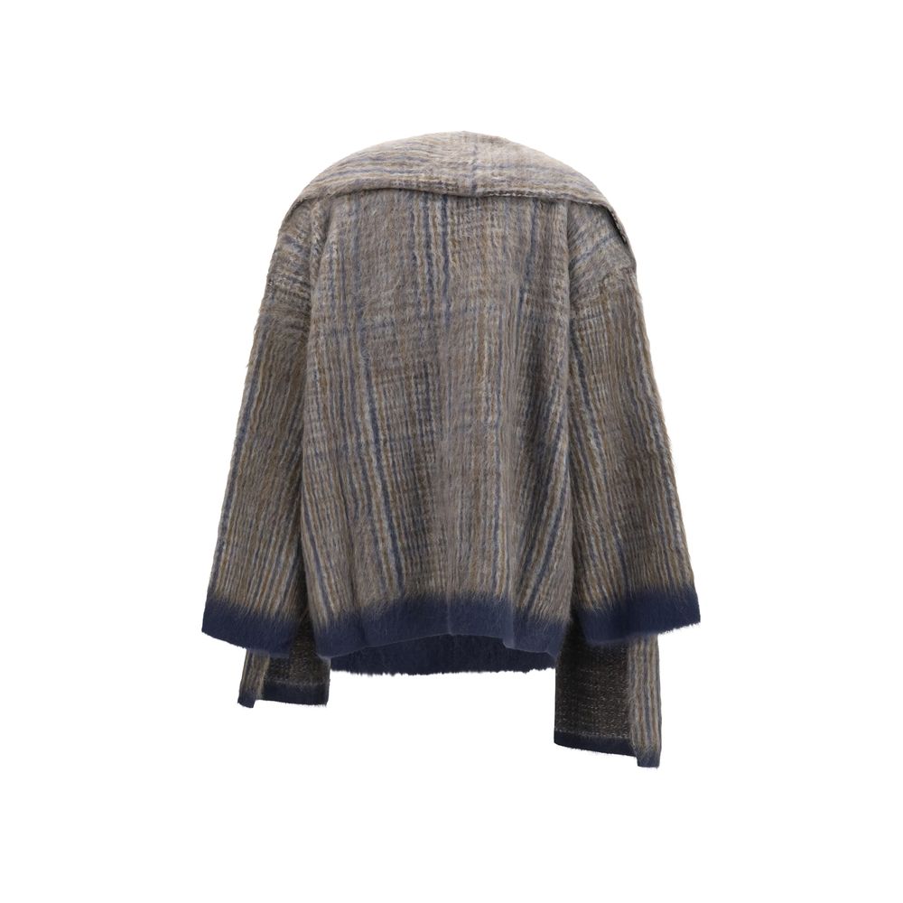 Brunello Cucinelli Grauer Mohair-Blazer mit Schal