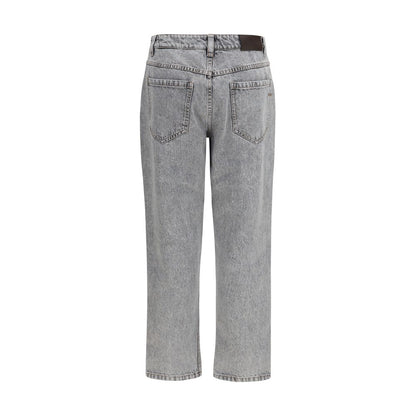 Brunello Cucinelli Jeans aus Leder in Grau