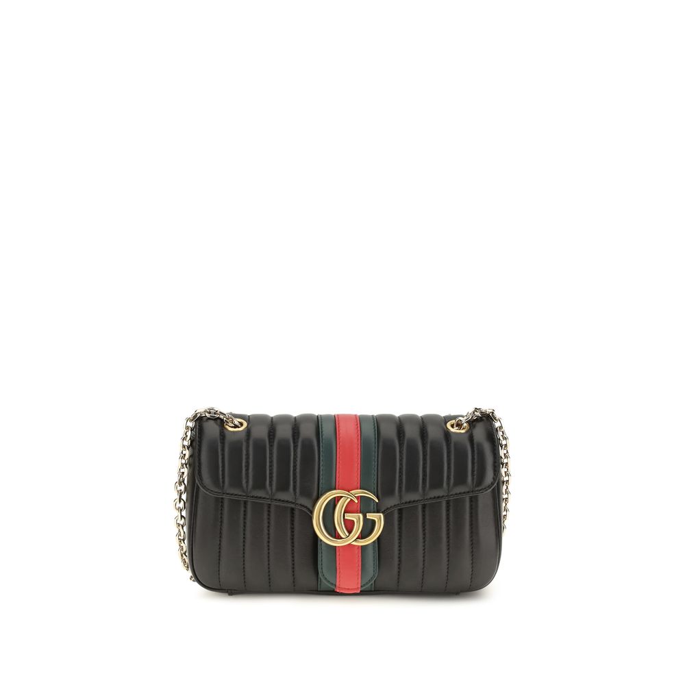 Gucci Schultertasche aus Leder in Schwarz