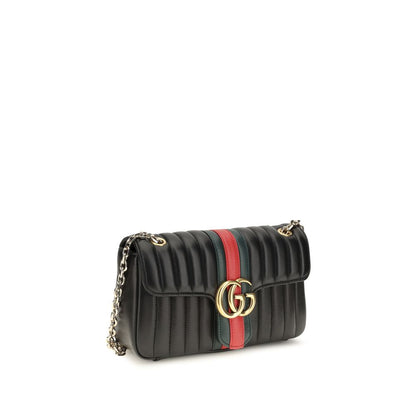 Gucci Schultertasche aus Leder in Schwarz