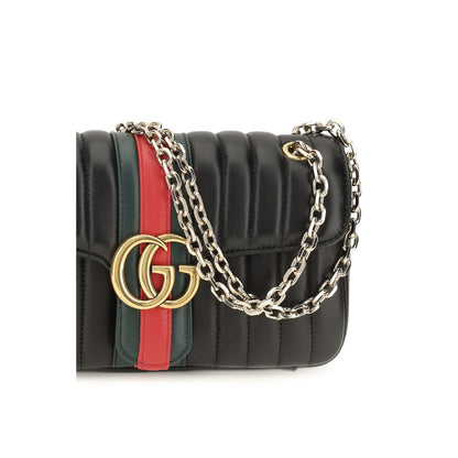Gucci Schultertasche aus Leder in Schwarz
