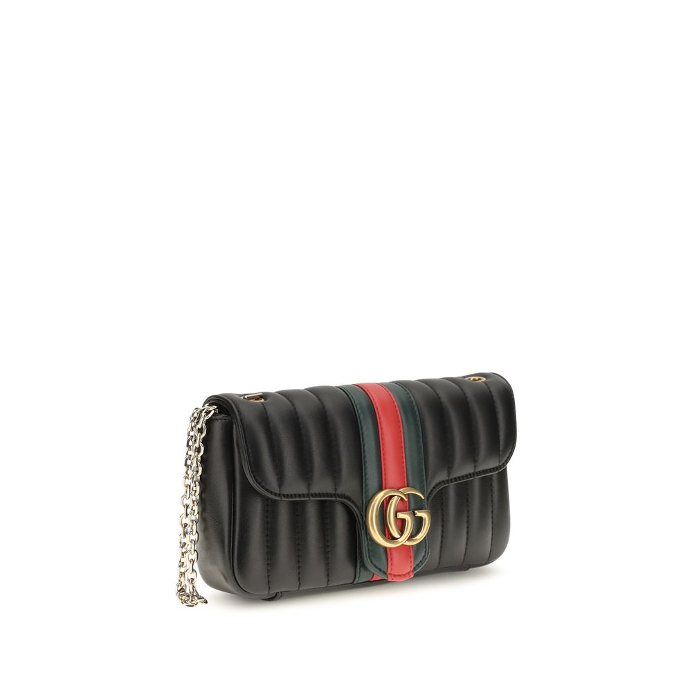Gucci Schultertasche aus Leder in Schwarz
