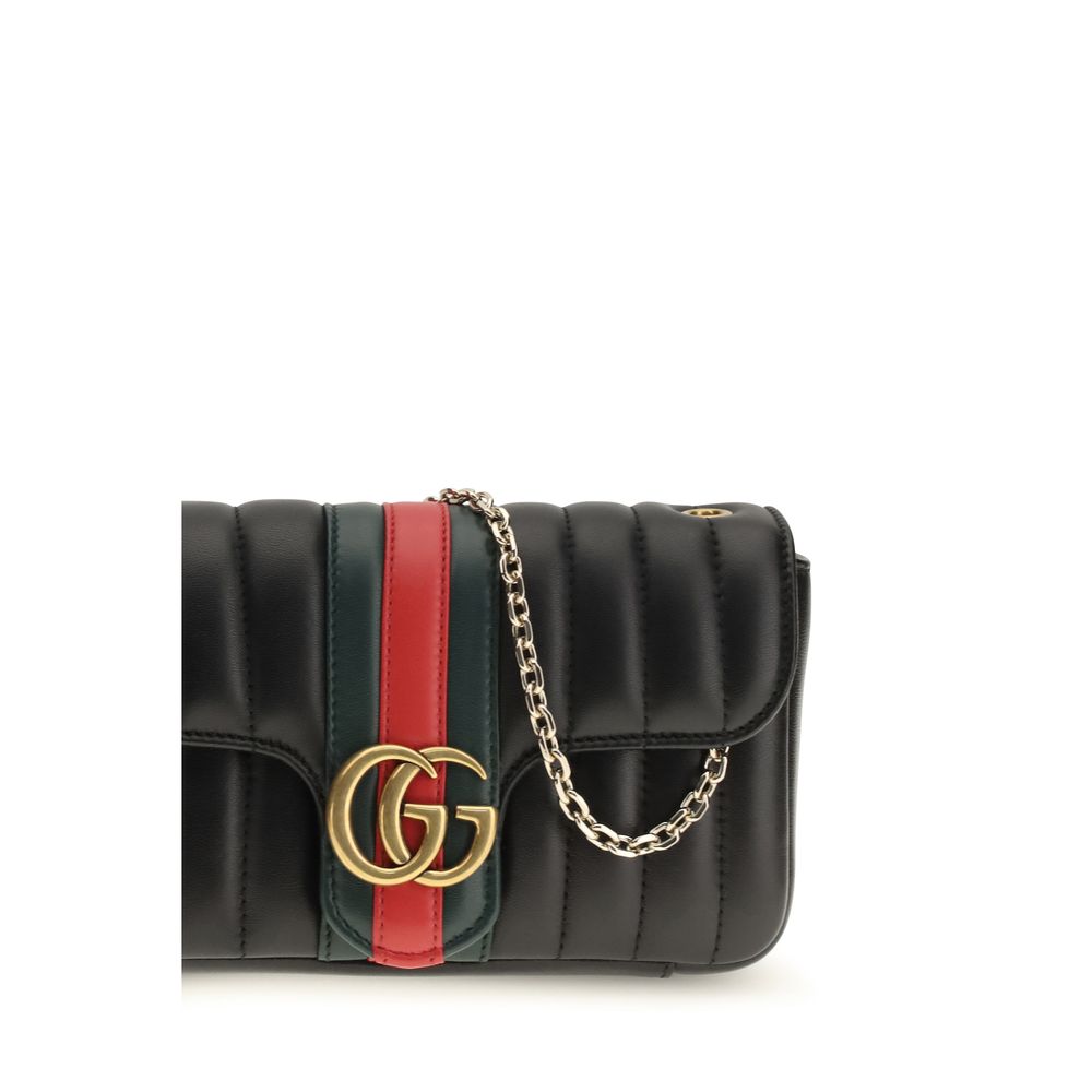 Gucci Schultertasche aus Leder in Schwarz