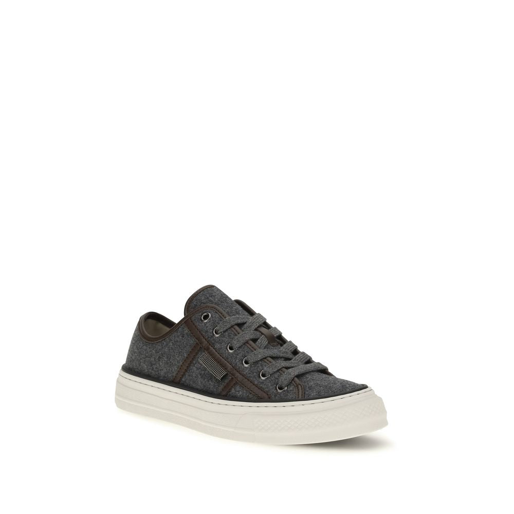Brunello Cucinelli Sneaker aus Wildleder in Grau
