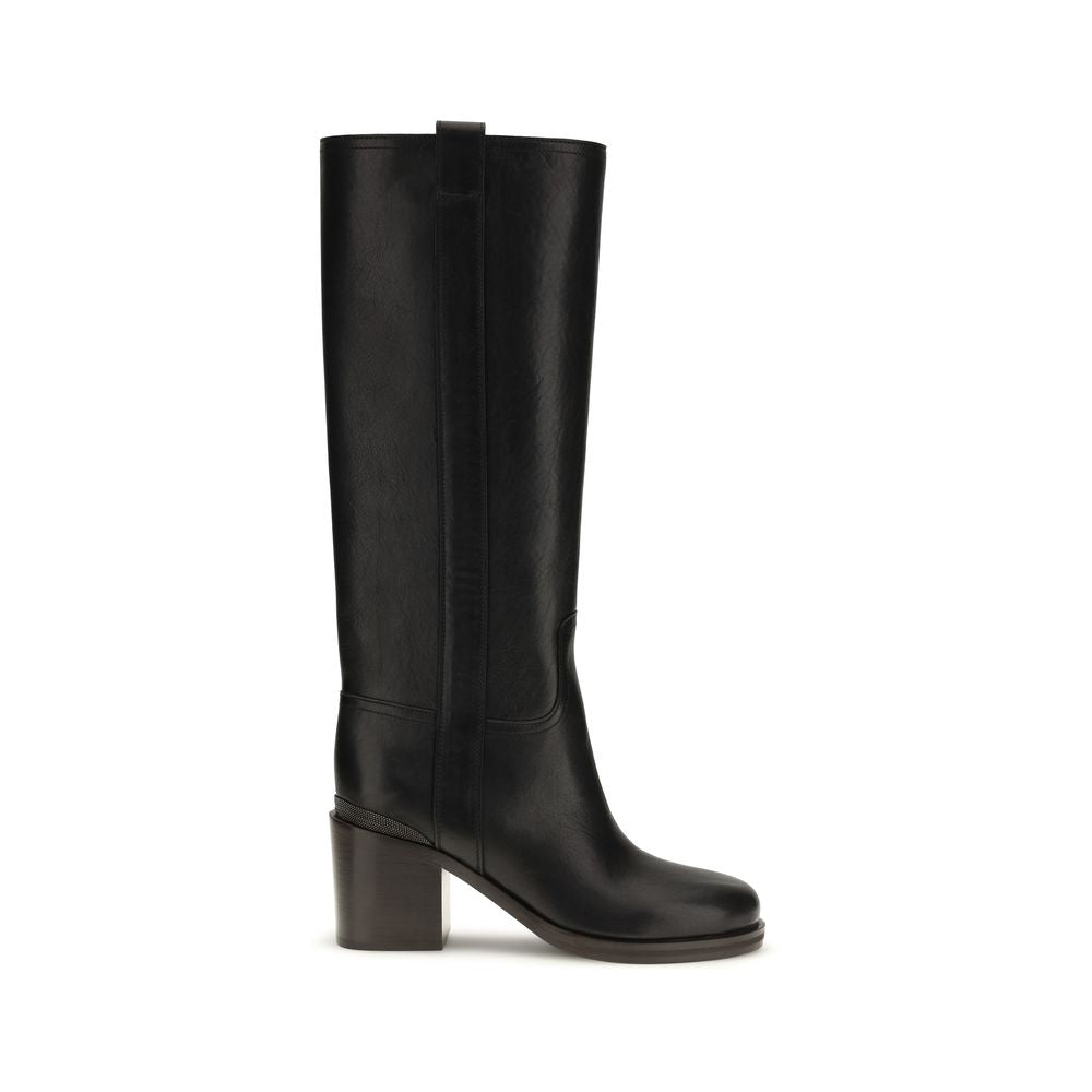 Brunello Cucinelli Stiefel aus Leder in Schwarz