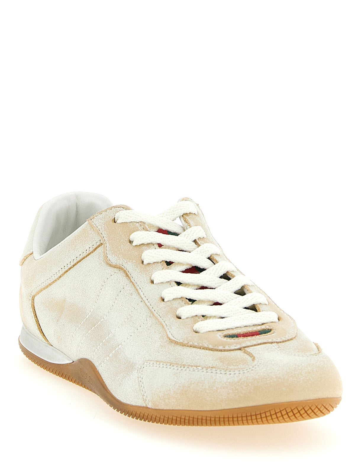 Gucci Sneaker aus Leder in Beige