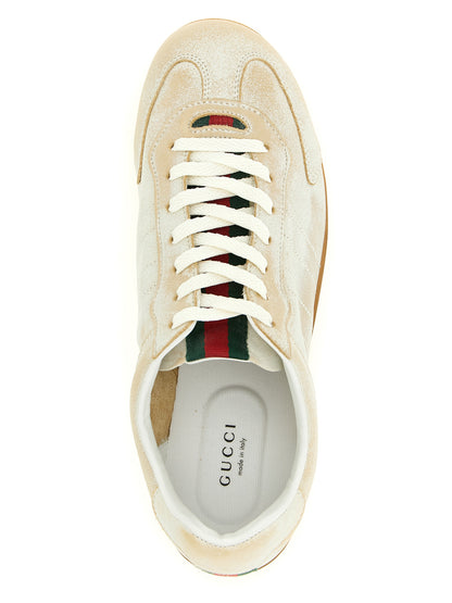 Gucci Sneaker aus Leder in Beige