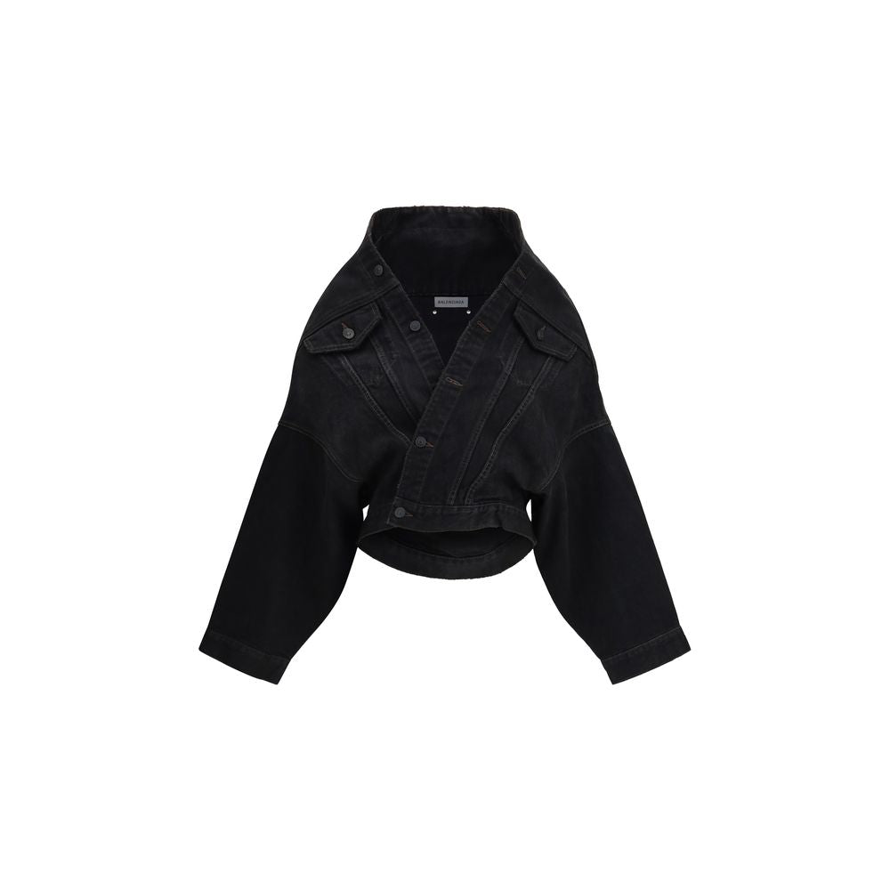 Balenciaga Jacke aus Leder in Schwarz