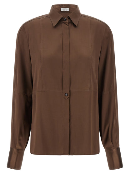 Brunello Cucinelli Bluse aus Seide in Braun