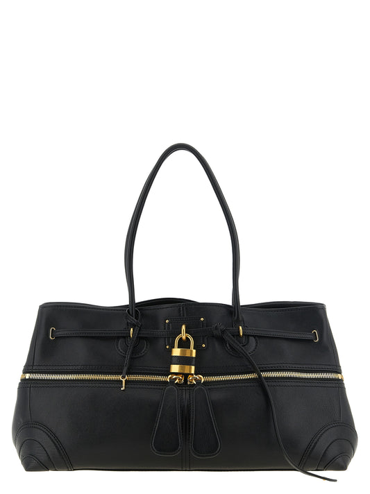 Chloé Schultertasche aus Leder in Schwarz