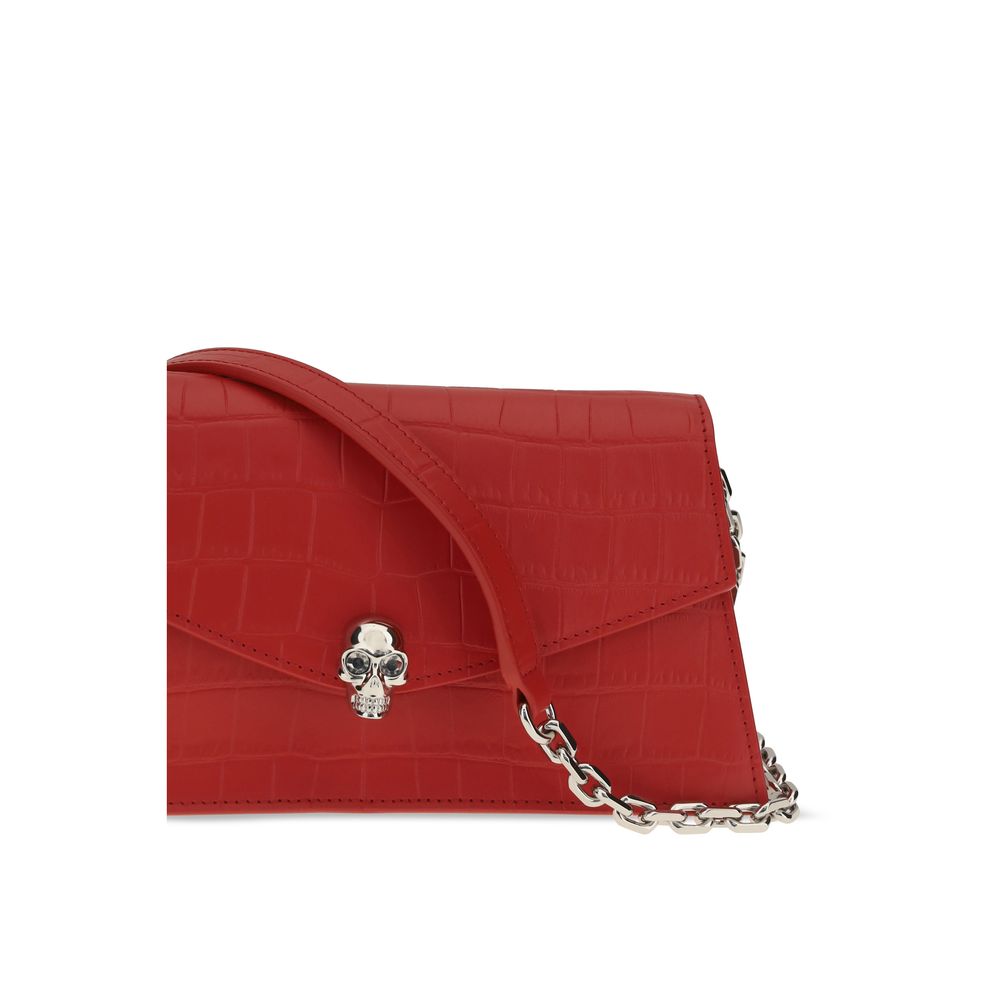 Alexander McQueen Clutch aus Leder in Rot