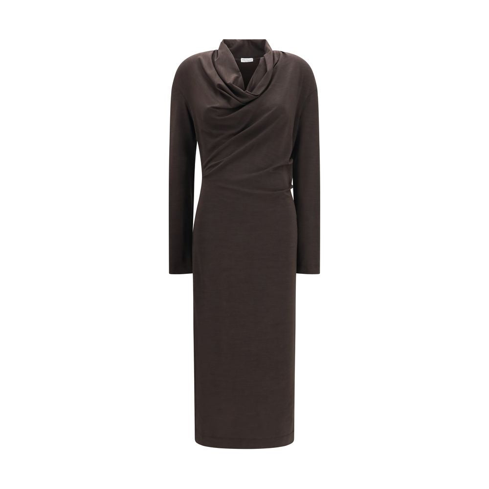 Brunello Cucinelli Kleid aus Wolle in Braun