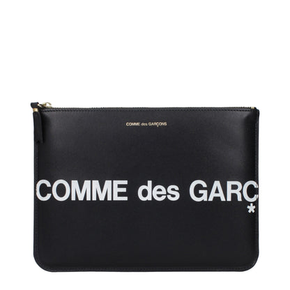 Comme Des Garçons Clutch aus Leder in Schwarz