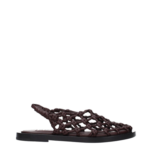 Jil Sander Sandalen aus Leder in Braun