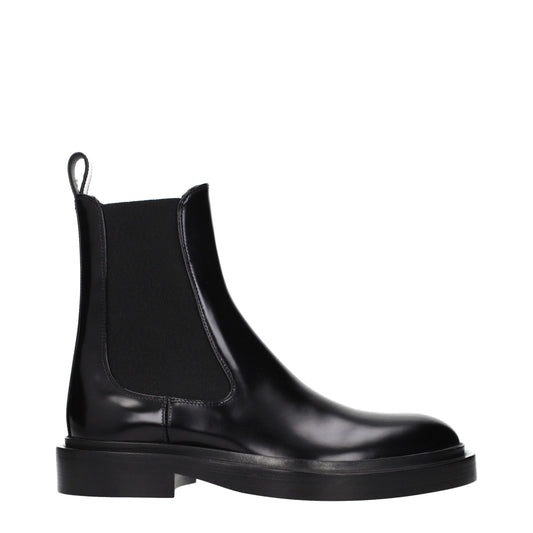 Jil Sander Stiefeletten aus Leder in Schwarz