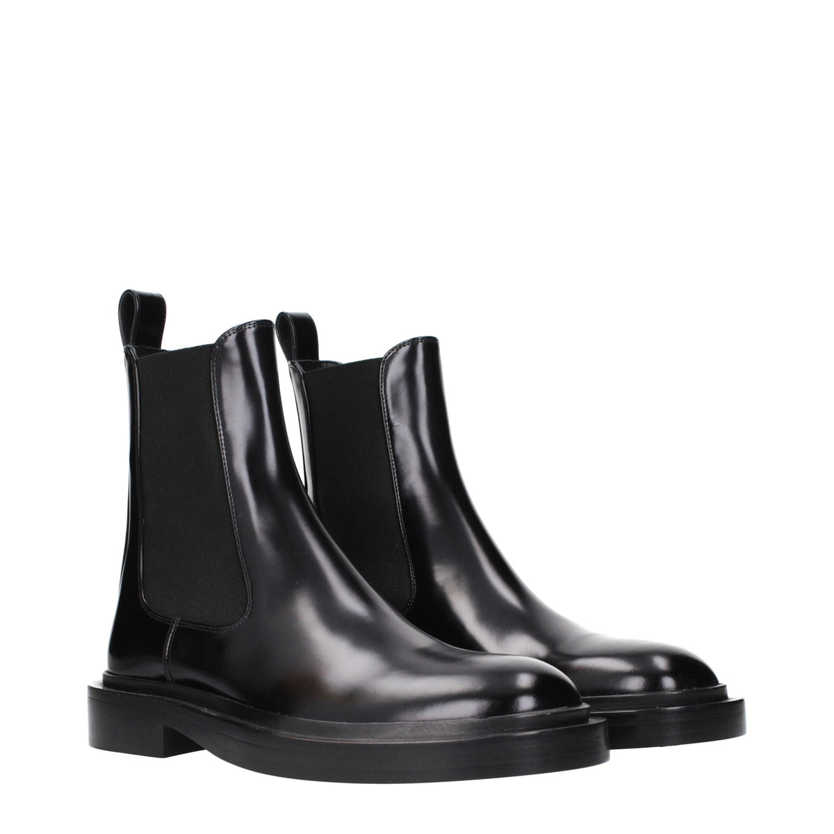 Jil Sander Stiefeletten aus Leder in Schwarz