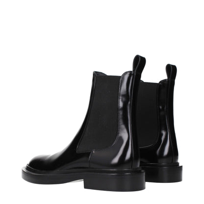 Jil Sander Stiefeletten aus Leder in Schwarz